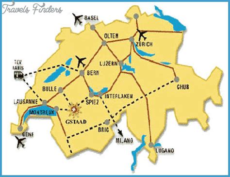 Switzerland Map Tourist Attractions - TravelsFinders.Com