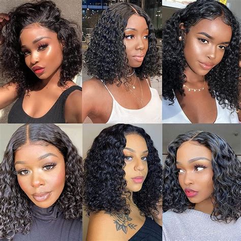 TESLAL 10 Inch Curly Bob Human Hair Wig | 13x5x2 Lace Front 150% ...