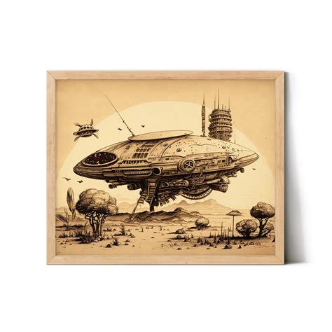 UFO Alien Print Classic UFO Printable Vintage Alien Poster UFO Sketch ...