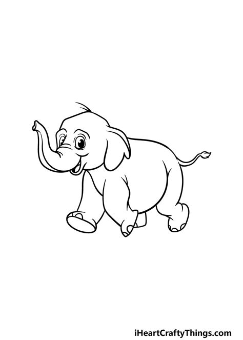 Baby Elephant Outline Drawing