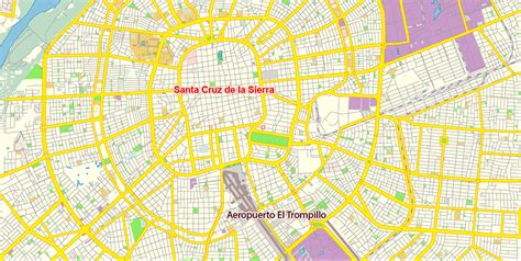 Santa Cruz de la Sierra Bolivia Map Vector Free Editable Layered Adobe ...