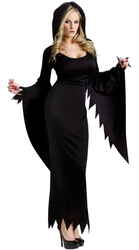 Dark Night Hooded Gown Costume, Women's Grim Reaper Costume, Vampire ...