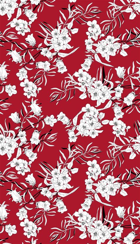 White Flowers On Red Background Pattern Stock Vector (Royalty Free ...