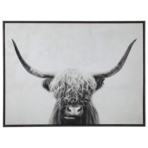 Ashley (Signature Design) Wall Art Pancho Black/White Highland Cow Wall ...