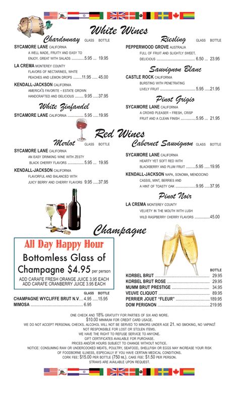 Wine Menu | PinocchioPS.com