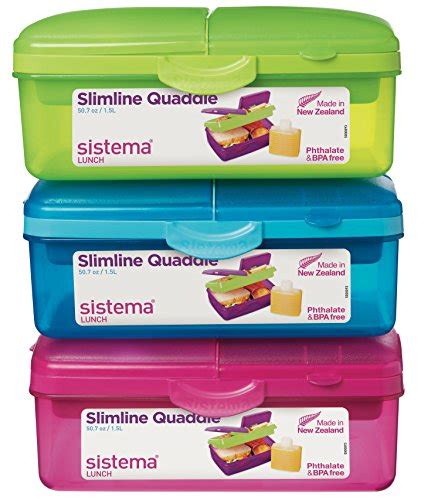 Sistema Lunch Collection Slimline Quaddie Lunch Box Food Storage ...