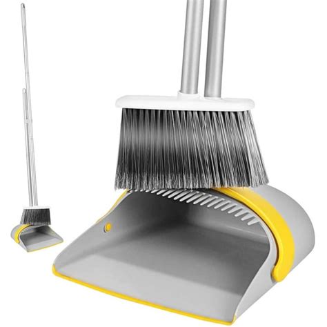 Eyliden Broom and Dustpan Set Bristles upright Stand up Long Handle ...