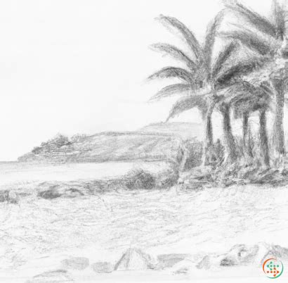 Pencil Drawing Of Sunny Day At The Beach | Artificial Design