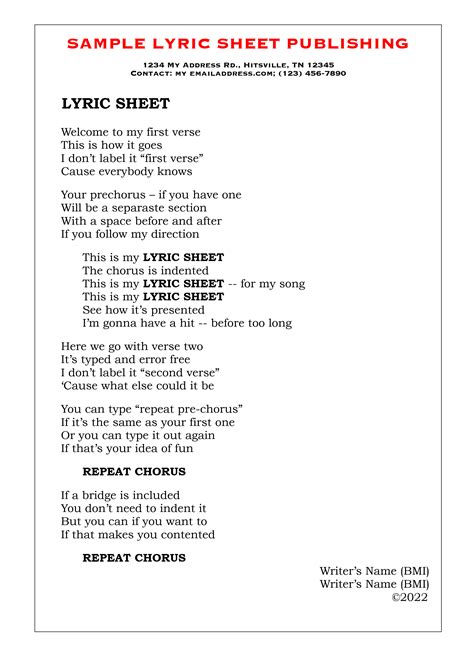 How to Create the Perfect Lyric Sheet | The Weekly | BMI.com