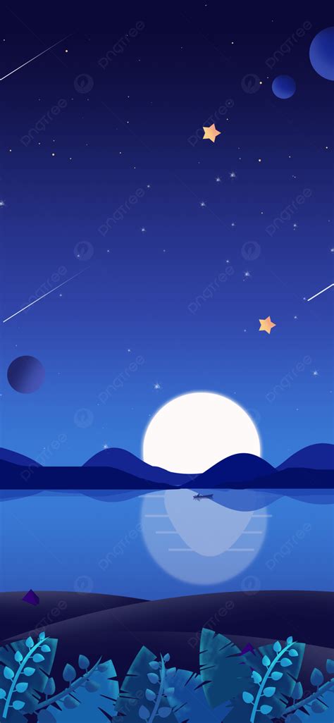 Beautiful Hand Drawn Night Landscape Illustration Background Wallpaper ...