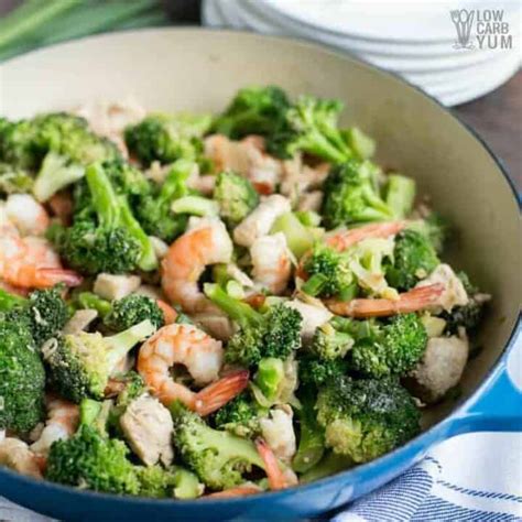 Chicken and Shrimp Stir-Fry with Broccoli - Low Carb Yum