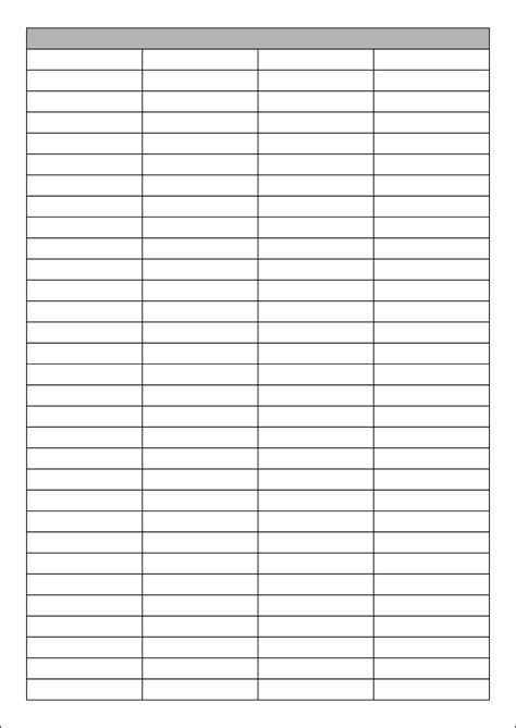 Best Images Of Printable Blank Charts With Columns Blank Chart | The ...