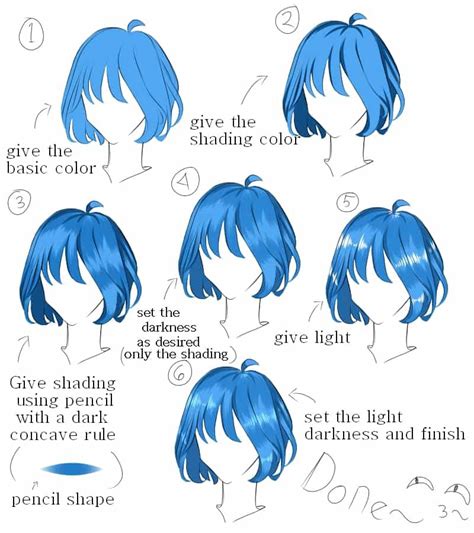 how to draw anime hair step by step with pictures and instructions for ...