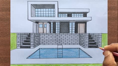 How to Draw a House in 1-Point Perspective Step by Step - YouTube