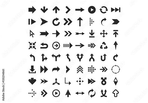 64 Black and White Arrow Icons Stock Template | Adobe Stock