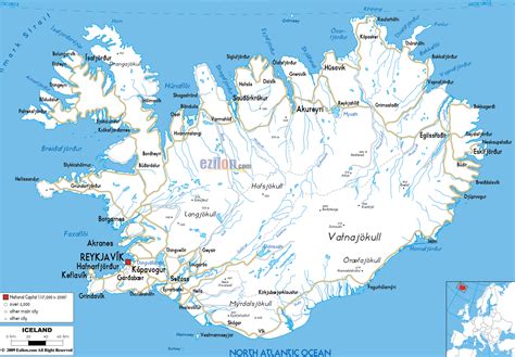 Road Map of Iceland - Ezilon Maps