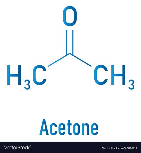 Acetone solvent molecule skeletal formula Vector Image