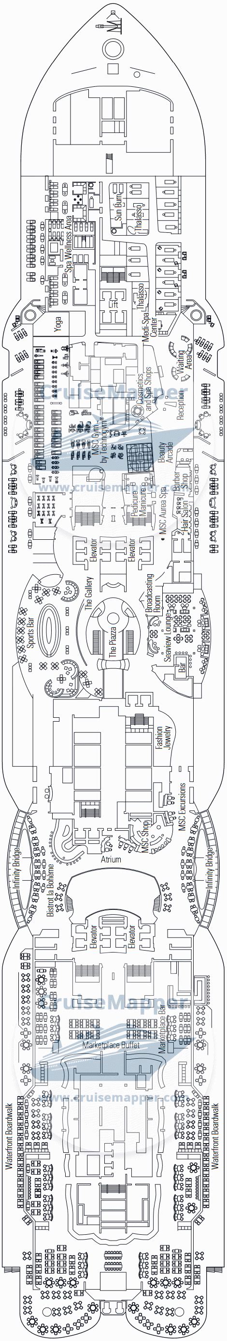 MSC Seaside deck 8 plan | CruiseMapper