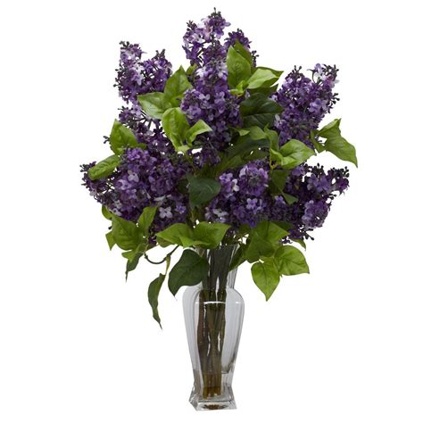 Nearly Natural 24 in. Lilac Silk Flower Arrangement in Purple-1256-PP ...