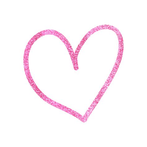 Pink Glitter Heart Outlined 15241344 PNG