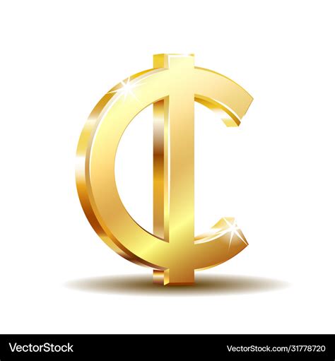 Ghana cedi currency symbol gold money sign Vector Image