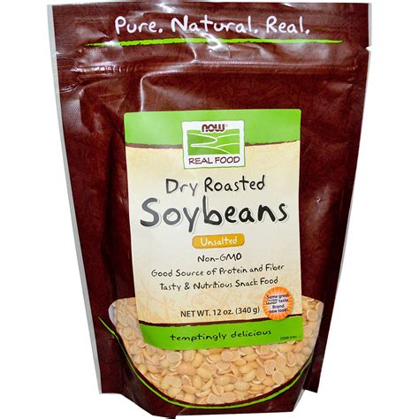 Now Foods, Real Food, Dry Roasted Soybeans, Unsalted, 12 oz (340 g) - iHerb