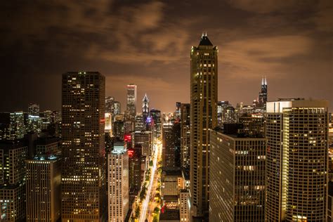 Building top view during night time, chicago HD wallpaper | Wallpaper Flare