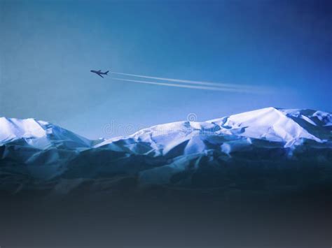 Airplane Flying Above Over Snowy Mountains Stock Image - Image of ...