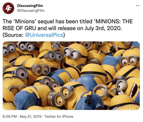 Minions: The Rise of Gru (announcement tweet) | Minions: The Rise of ...