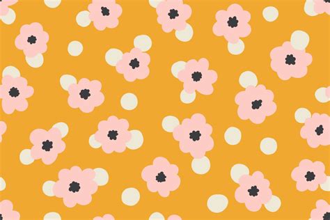 Yellow Polka Dot Retro Daisy Floral Wallpaper Mural | Hovia UK