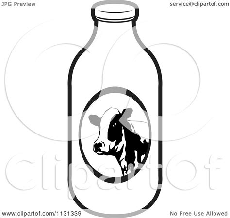 Clipart Of A Black And White Milk Bottle - Royalty Free Vector ...