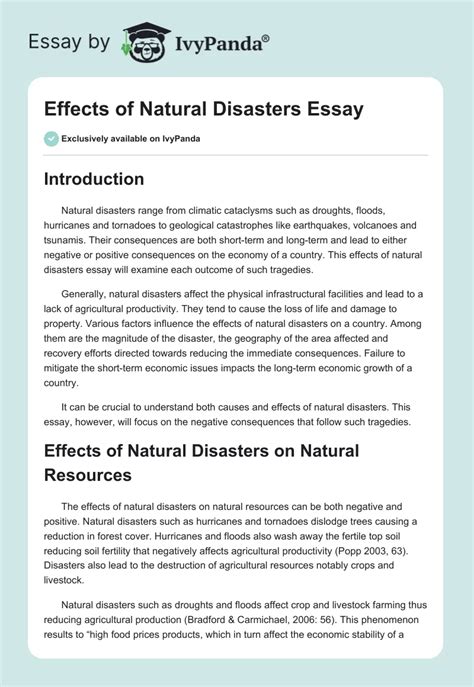 Effects of Natural Disasters Essay