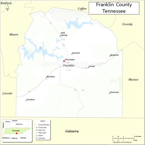 Map of Franklin County, Tennessee - Where is Located, Cities ...