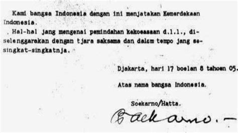 Isi Teks Proklamasi Kemerdekaan Indonesia 17 Agustus 1945, Lengkap ...