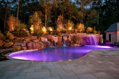 Rock Waterfalls For Inground Pools | Backyard Design Ideas