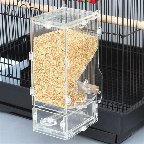 Acrylic Automatic Bird Feeder Pet Bird Cage Feeder Food Container ...