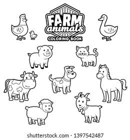 Farm Animals Coloring Book Vector Stock Vector (Royalty Free) 1397542487