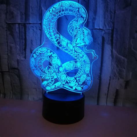 Snake 3d Small Night Light Colorful Touch 3d Led Visual Lamp Interior ...