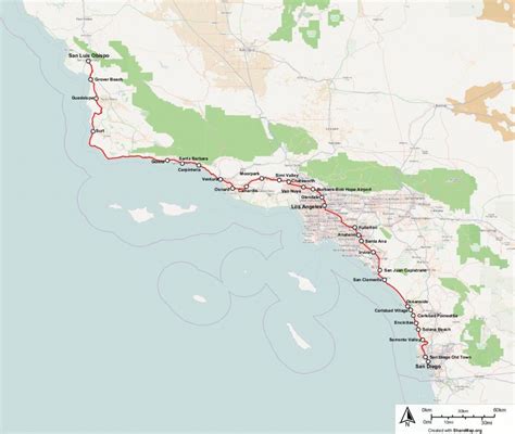 Map Of Route Of Amtrak Pacific Surfliner Train. Pacific Surfliner ...