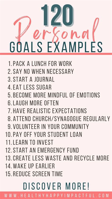 120 Meaningful Personal Goals Examples (You Can Use This Year) | Goal ...