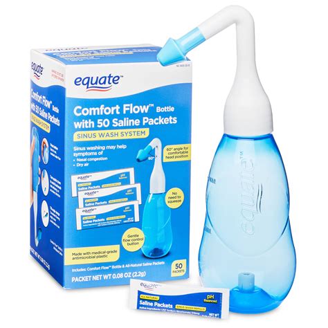 Equate Comfort Flow Neti Pot Sinus Wash System (Blue) + 50 Neti Salt ...