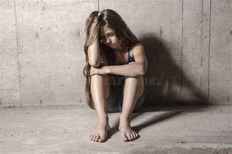 Sad and Lonely Girl beside Wall Stock Image - Image of abandoned, girl ...