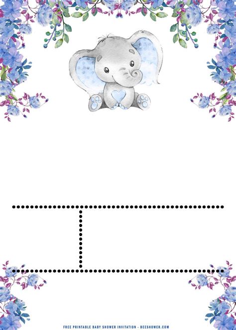 (FREE Printable) – Cute Baby Elephant Baby Shower Invitation Templates ...