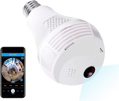 Wireless Hidden Light Bulb Camera VR 360 Panoramic WiFi Light Bulb IP ...