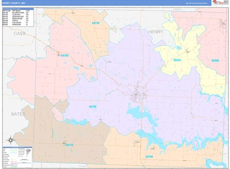 Henry County, MO Wall Map Color Cast Style by MarketMAPS