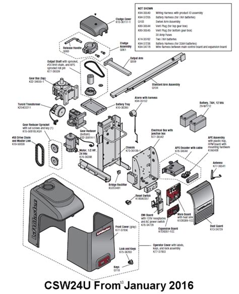 Liftmaster CSW24U Swing Gate Operator Parts breakdown