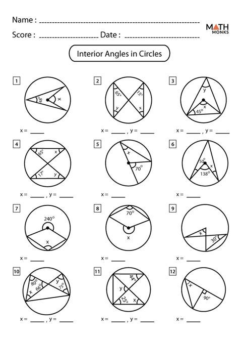 Angles And Arcs In Circles Worksheet