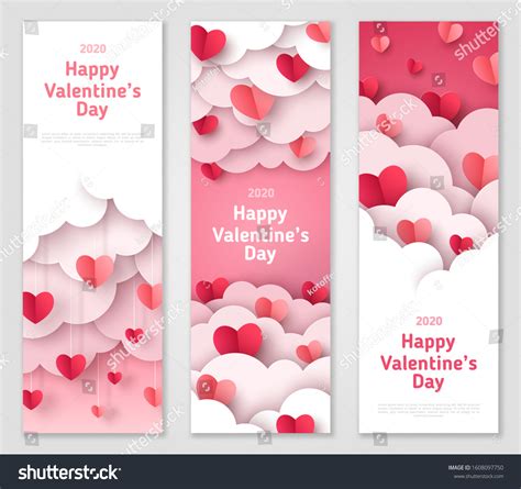 Happy Valentines Day Vertical Banners Set Stock Vector (Royalty Free ...