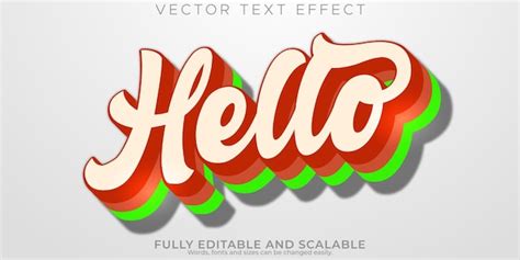 Free Vector | Hello font text effect editable vintage and retro text style