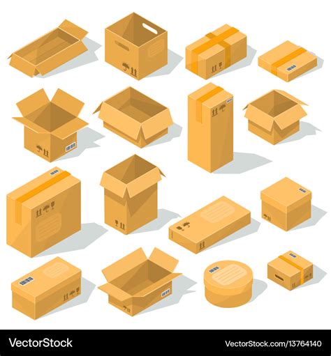 Cardboard boxes of various shapes and sizes Vector Image